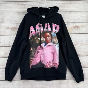 ASAP Rocky Heavyweight Hoodie Sweatshirt Men's Size Large Black